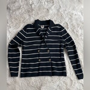 Anne Klein double breasted cardigan sweater with jacket collar